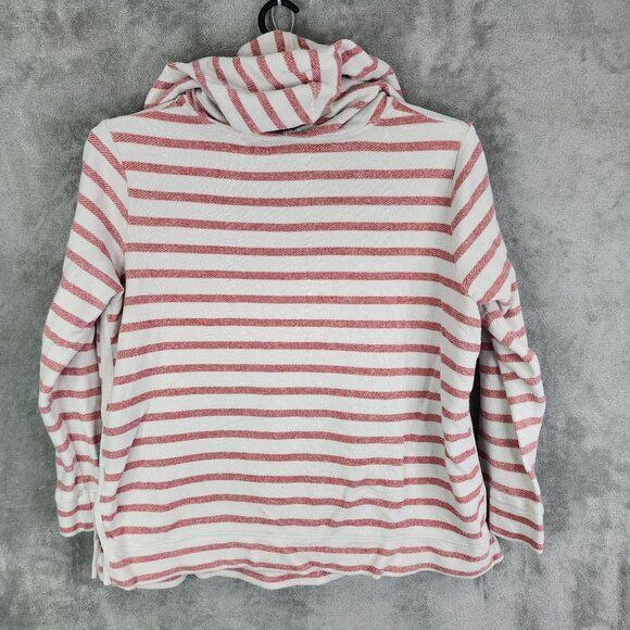Womens Natural Reflections Hoodie Sweatshirt Red White Striped V Neck Size XL - Picture 5 of 8